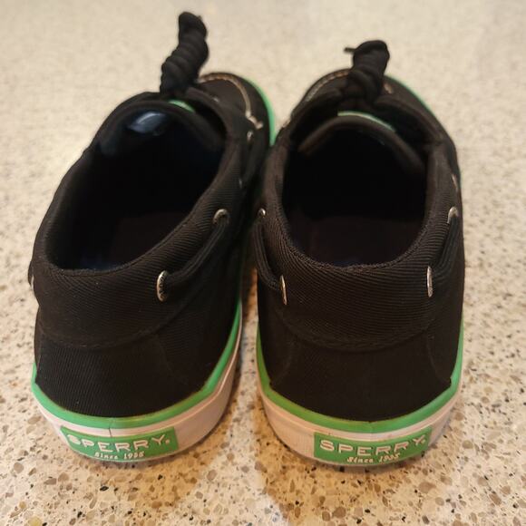 SPERRY Men's Bahama II Seacycled Boat Shoes Canvas Black Green Non-Mark Soles✨️9 - Picture 3 of 12